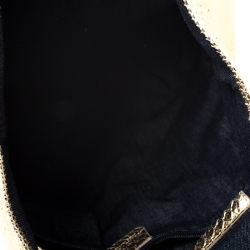 Pre Owned Roberto Cavalli Gold Python Embossed Leather Shopper Tote