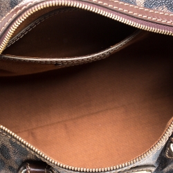 Pre Owned Roberto Cavalli Brown/Gold Leopard Printed Leather Boston Bag