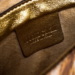 Pre Owned حقيبة كلتش روبرتو كافالي  سوار سيربنت ساتان طباعة فهد سوداء/بيج 