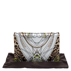 Pre Owned Roberto Cavalli Multicolor Printed Satin Flap Shoulder Bag