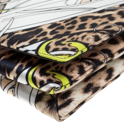 Pre Owned Roberto Cavalli Multicolor Printed Satin Flap Shoulder Bag