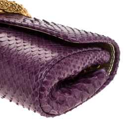 Pre Owned Roberto Cavalli Purple Python Serpent Chain Clutch