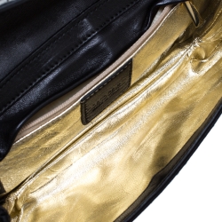 Pre Owned حقيبة كلاتش  روبرتو كافالي سلسلة قلاب جلد ثعبان وساتان سوداء