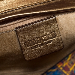 Pre Owned حقيبة كلاتش روبرتو كافالي سلسلة جلد وساتان طباعة متعددة الألوان 