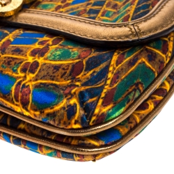 Pre Owned حقيبة كلاتش روبرتو كافالي سلسلة جلد وساتان طباعة متعددة الألوان 