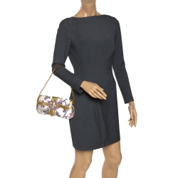 Pre Owned Roberto Cavalli Multicolor Floral Printed Satin and Leather Chain Clutch