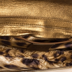 Pre Owned Roberto Cavalli Metallic Gold Leather Chain Clutch