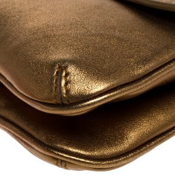 Pre Owned Roberto Cavalli Metallic Gold Leather Chain Clutch