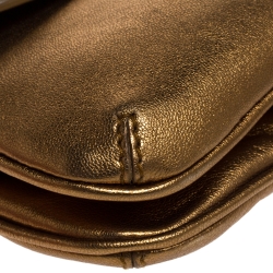 Pre Owned Roberto Cavalli Metallic Gold Leather Chain Clutch