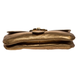 Pre Owned Roberto Cavalli Metallic Gold Leather Chain Clutch