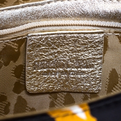 مملوكة مسبقًا Roberto Cavalli Multicolor Leopard Print Satin Serpent Bracelet Wristlet Clutch