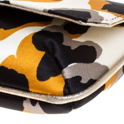 مملوكة مسبقًا Roberto Cavalli Multicolor Leopard Print Satin Serpent Bracelet Wristlet Clutch