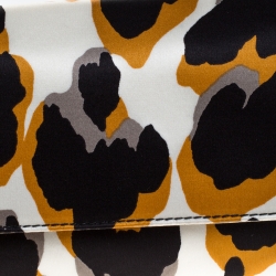 مملوكة مسبقًا Roberto Cavalli Multicolor Leopard Print Satin Serpent Bracelet Wristlet Clutch