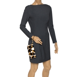 مملوكة مسبقًا Roberto Cavalli Multicolor Leopard Print Satin Serpent Bracelet Wristlet Clutch