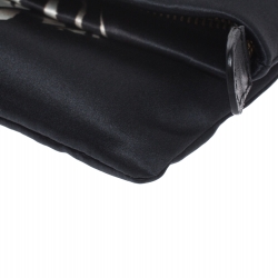 Pre Owned Roberto Cavalli Black Printed Satin Foldover Clutch