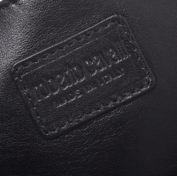 Pre Owned Roberto Cavalli Black Printed Satin Foldover Clutch