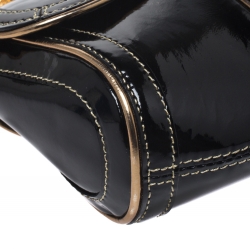 Pre Owned Roberto Cavalli Black/Gold Patent Leather Charm Shoulder Bag