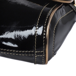 Pre Owned Roberto Cavalli Black/Gold Patent Leather Charm Shoulder Bag