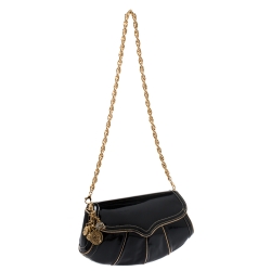 Pre Owned Roberto Cavalli Black/Gold Patent Leather Charm Shoulder Bag