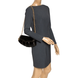 Pre Owned Roberto Cavalli Black/Gold Patent Leather Charm Shoulder Bag