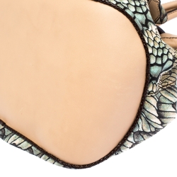 Roberto Cavalli Multicolor Printed Canvas and Leather Drawstring Bag