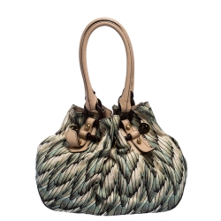 Roberto Cavalli Multicolor Printed Canvas and Leather Drawstring Bag
