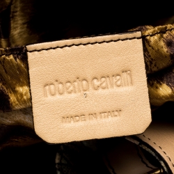 Roberto Cavalli Multicolor Printed Canvas and Leather Drawstring Bag