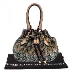 Roberto Cavalli Multicolor Printed Canvas and Leather Drawstring Bag