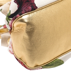Roberto Cavalli Multicolor Floral Print Canvas and Leather Satchel
