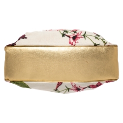 Roberto Cavalli Multicolor Floral Print Canvas and Leather Satchel