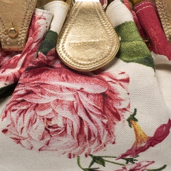 Roberto Cavalli Multicolor Floral Print Canvas and Leather Satchel
