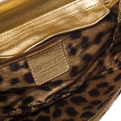 مملوكة مسبقًا Roberto Cavalli Multicolor Printed Satin and Leather Chain Clutch