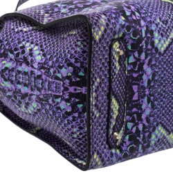 مملوكة مسبقًا Roberto Cavalli Purple Snakeskin Effect Leather Tote 