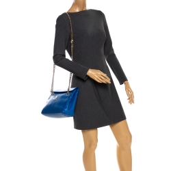 Pre Owned Roberto Cavalli Blue Leather Chain Shoulder Bag
