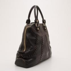 مملوكة مسبقًا Roberto Cavalli Black Whipstitched Leather Bag  
