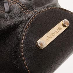 مملوكة مسبقًا Roberto Cavalli Black Whipstitched Leather Bag  