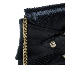 Pre Owned Roberto Cavalli Black Python Embellished Elaphe Clutch