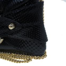Pre Owned Roberto Cavalli Black Python Embellished Elaphe Clutch