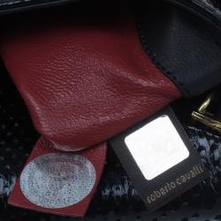 Pre Owned Roberto Cavalli Black Python Embellished Elaphe Clutch