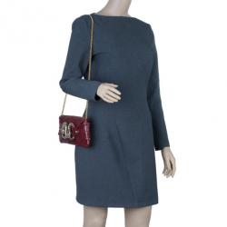 Pre Owned Roberto Cavalli Red Python Embellished Elaphe Clutch