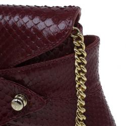 Pre Owned Roberto Cavalli Red Python Embellished Elaphe Clutch