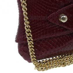 Pre Owned Roberto Cavalli Red Python Embellished Elaphe Clutch