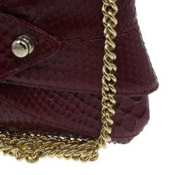 Pre Owned Roberto Cavalli Red Python Embellished Elaphe Clutch
