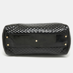 Roberto Cavalli Black Quilted Patent Leather Grand Tour Tote