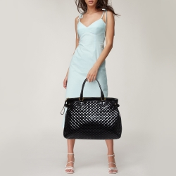 Roberto Cavalli Black Quilted Patent Leather Grand Tour Tote