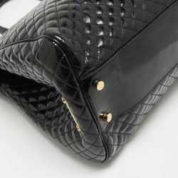 Roberto Cavalli Black Quilted Patent Leather Grand Tour Tote