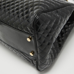Roberto Cavalli Black Quilted Patent Leather Grand Tour Tote