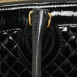 Roberto Cavalli Black Quilted Patent Leather Grand Tour Tote