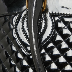 Roberto Cavalli Black Quilted Patent Leather Grand Tour Tote