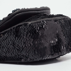 مملوكة مسبقًا Roberto Cavalli Black Sequins RC Logo Chain Bag